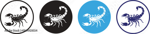 Scorpion zodiac icons set astrology animal symbol silhouette outline vector illustration collection