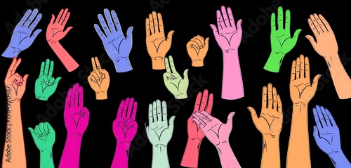 Outlined hand vector graphic, various poses and styles,  elegant,  vector