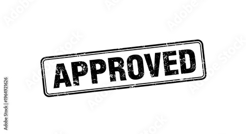Distressed Black 'APPROVED' Rectangular Rubber Stamp Vector Graphic isolated PNG with Transparent Background
