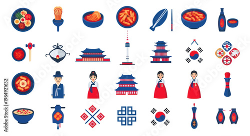 Korean Culture Icons: Food, Landmarks, Hanbok, and Symbols