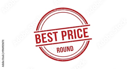 Red 'BEST PRICE ROUND' Vector Grunge Stamp Graphic isolated PNG with Transparent Background