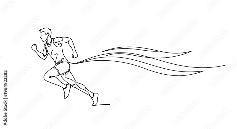 Obraz premium Dynamic line art illustration of a male runner with motion streaks emphasizing speed and agility