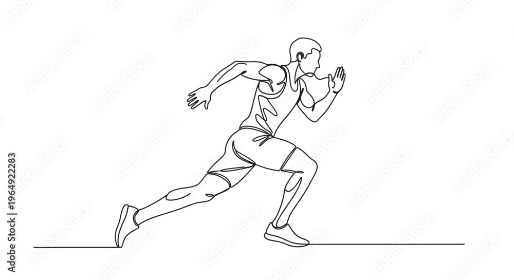 Fototapeta premium Dynamic line art illustration capturing a runner in mid-stride symbolizing speed, agility, and athletic performance with