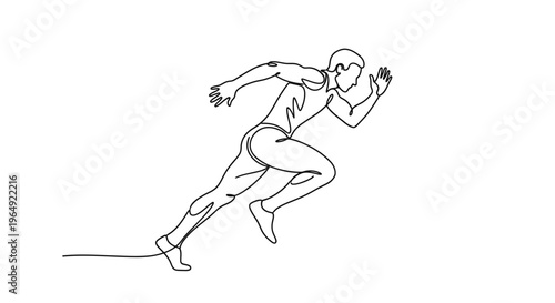 Dynamic illustration of a human figure in a sprinting pose emphasizing motion and athletic agility