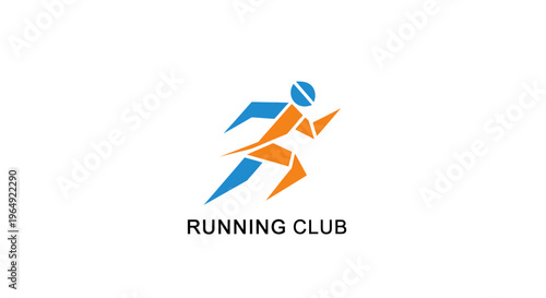 Dynamic Running Club Logo Featuring Agile Athlete in Motion Emphasizing Fitness and Athleticism