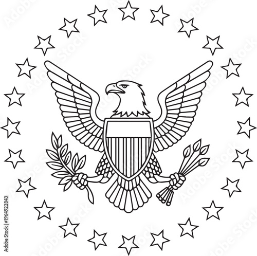 Seal of the united states with bald eagle and stars