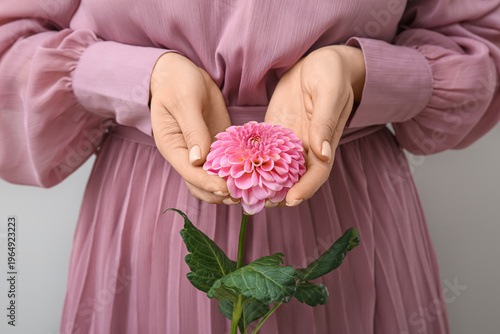 Woman with beautiful pink d...