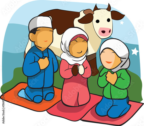 Father,mother and children , will pray Eid al-Adha together 