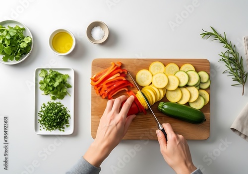 Preparing fresh vegetables for a nutritious meal with vibrant ingredients