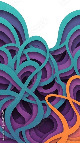 Layered abstract wave design with modern color scheme composition