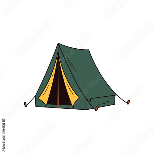 Green canvas a-frame tent for camping adventures and outdoor living with tent poles with tent fly with tent stakes