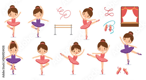 Cute Ballet Dancers Collection: Girls in Tutus Practicing Poses