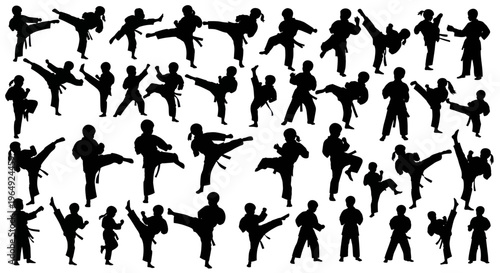 Karate Silhouette Collection: Dynamic Martial Arts Poses