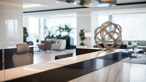 Modern minimalist lobby space with elegant design and artistic flair