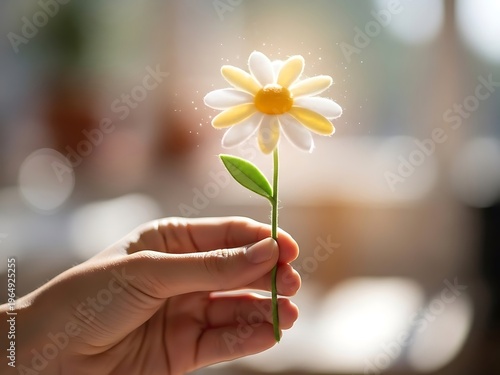 Presenting a single daisy flower, showcasing nature's delicate artistry