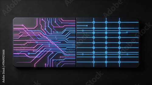 Ethical ai algorithmic bias neon circuit pattern contrast