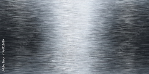 A polished stainless steel plate featuring a brushed metal texture with a shiny silver metallic surface and smooth grey industrial pattern on an aluminum alloy material sheet