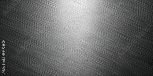 Polished stainless steel plate with a brushed metallic texture featuring a shiny silver chrome surface and industrial grey aluminum pattern