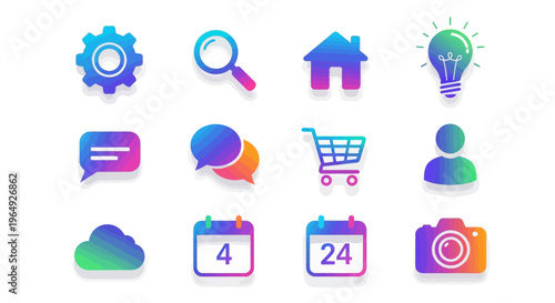 Colorful web application icons set.