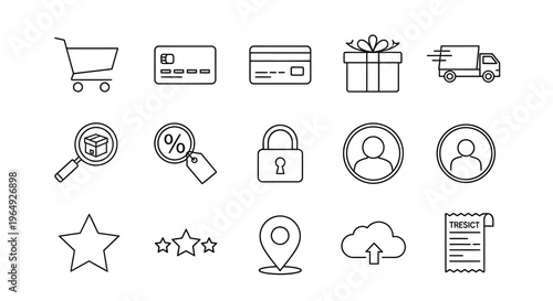 Ecommerce and shopping icons set.