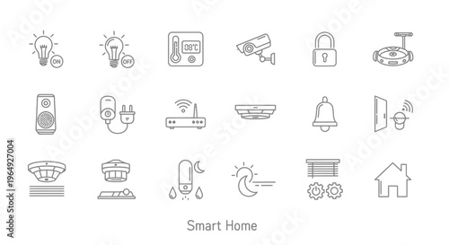 Smart Home Automation Control Icons Set.