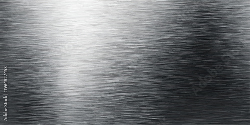 Industrial brushed metal plate texture featuring a shiny silver stainless steel surface with a polished grey aluminum material pattern and metallic reflections for a sleek architectural wallpaper