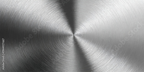 A polished stainless steel plate features a brushed silver metal texture with a shiny industrial chrome surface and a grey metallic reflection pattern on the material sheet