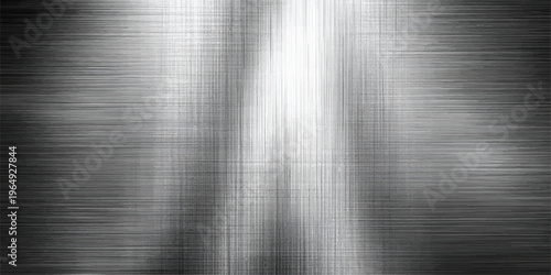 A polished silver stainless steel plate features a shiny brushed metal texture with a gray industrial pattern reflecting light across the metallic aluminum surface backdrop