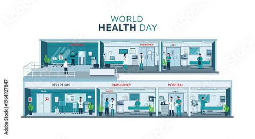 Illustration of a healthcare awareness campaign for World Health Day 2026 with a global health concept against a clean white background.
