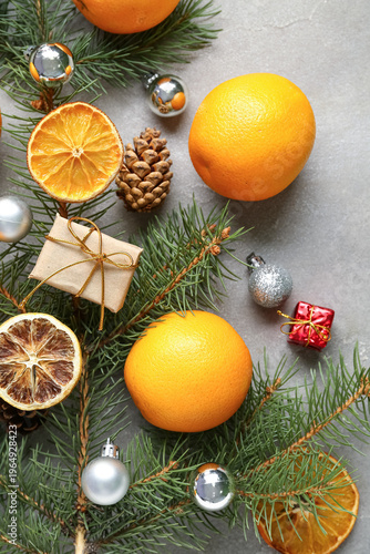 Tasty oranges with fir bran...