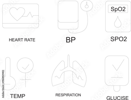 Minimalist Healthcare thin Line Icon Set, Medical Monitoring and Vital Signs Icons for World Health Day Awareness Campaign