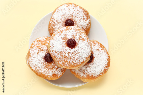 Powdered sugar jelly doughn...