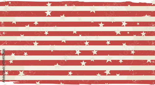 Distressed american flag stripes and stars background with vintage texture