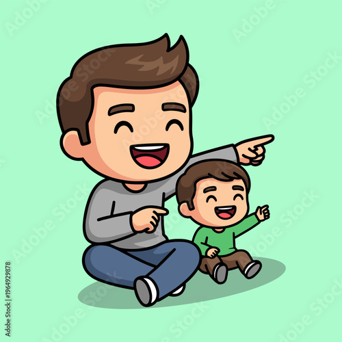Happy father and son enjoying quality time together happily