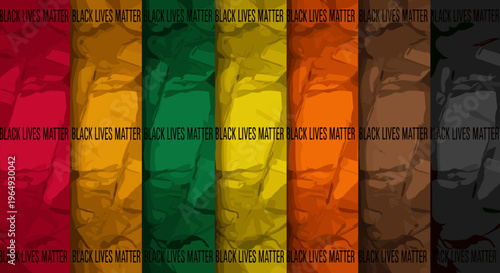 Diverse human skin tone color palette with black lives matter text overlayed