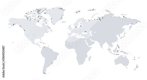 Global map with numerous small black dots indicating locations across continents