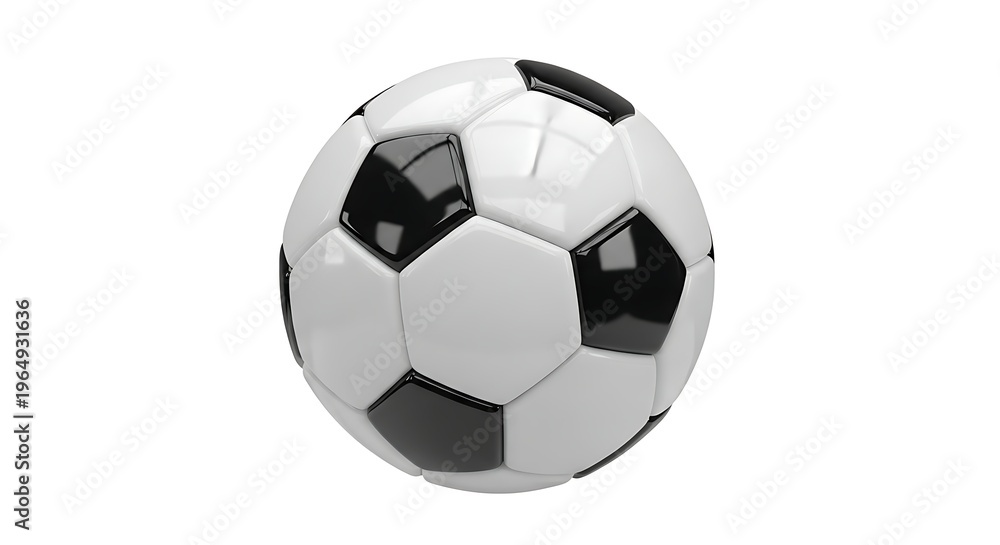Naklejka premium Classic soccer ball isolated on a clean white background, glossy 3D render
