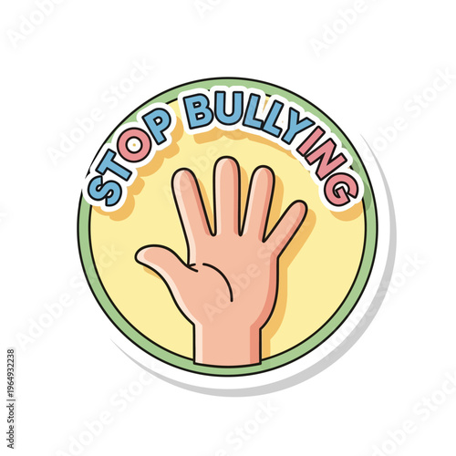 Stop Bullying Hand Sign with Text - Anti Bullying Campaign Concept