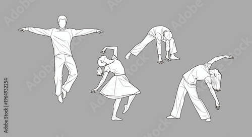 Dancing People Silhouette – Motion Figure CAD Vector Collection