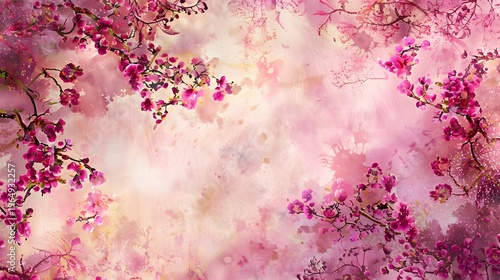 A serene and romantic pink floral garden featuring