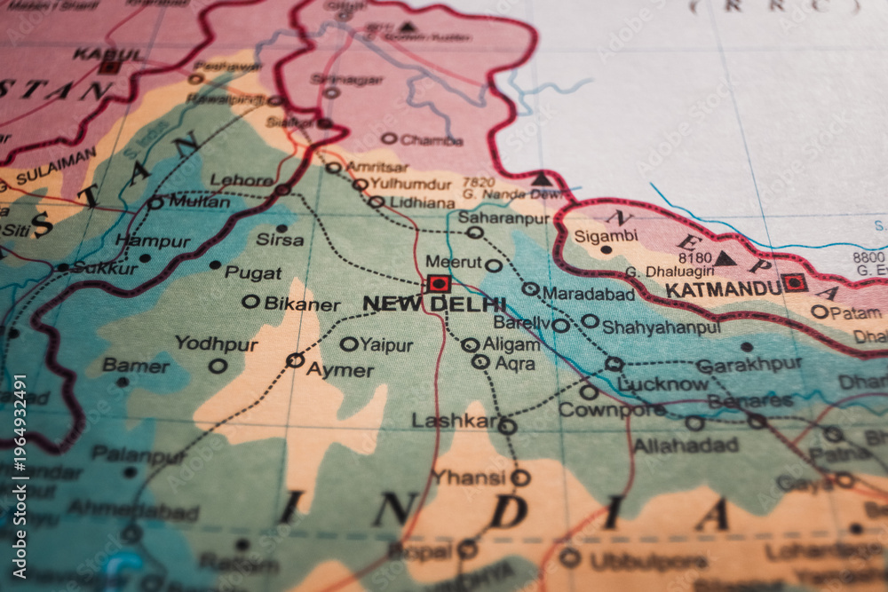 Naklejka premium Map of New Delhi with Major Sites