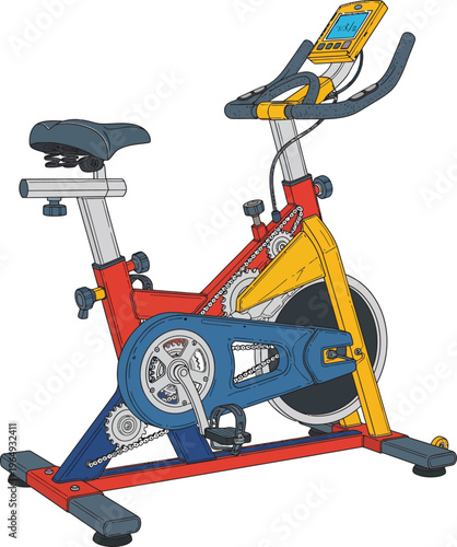 Colorful Stationary Exercise Bike for Fitness Training.