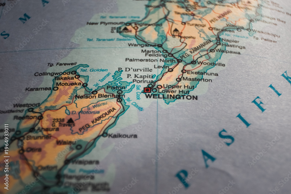 Obraz premium Map of Wellington with Major Locations