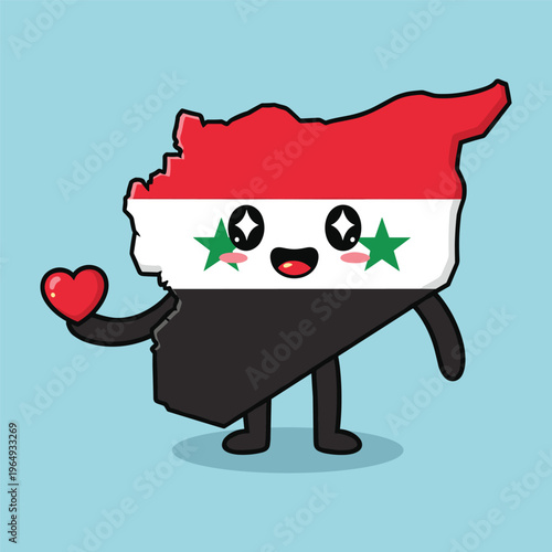 Iraq map flag character holding heart vector illustration