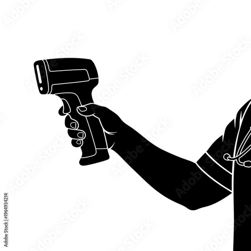 Silhouette of a Handheld Ultrasonic Livestock Backfat Scanner for Vet Techs