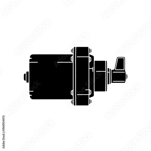 Silhouette of a Motorized Rotary Damper Actuator Control Motor for Air Flow