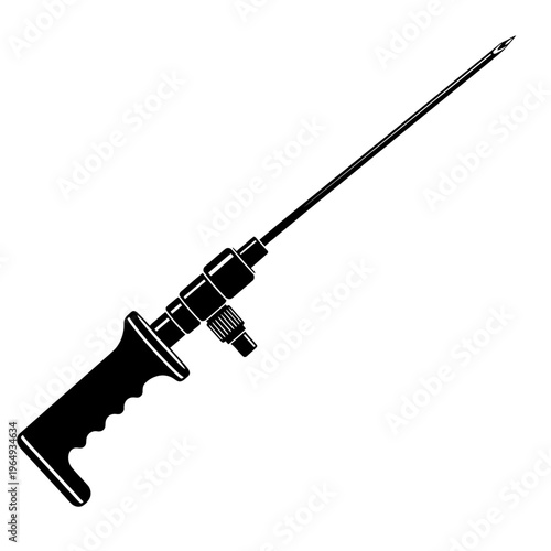 Portable Hay Moisture Probe Long Needle Tester Black Vector Silhouette for Agriculture