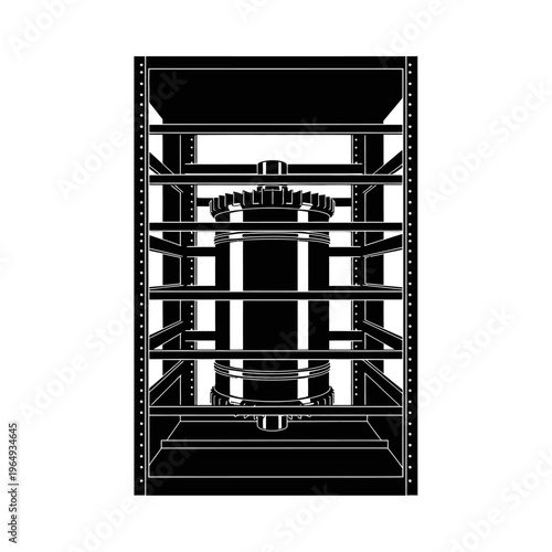 Power Factor Correction Capacitor Industrial Electrical Rack Black Vector Silhouette