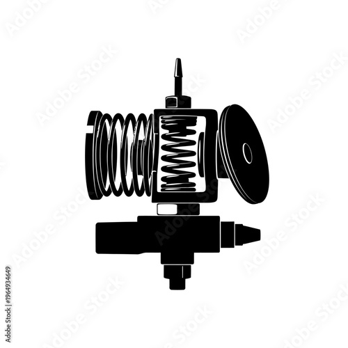 Hydrogen Pressure Relief Valve Spring Mechanism Black Vector Silhouette for Safety