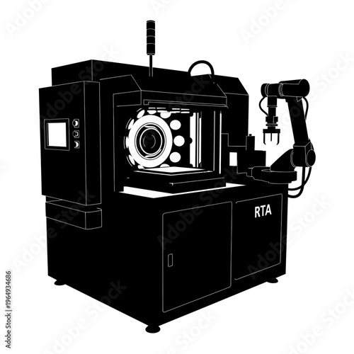 Rapid Thermal Annealer Fast Heating Lamp Oven Black Vector Silhouette for Semiconductors